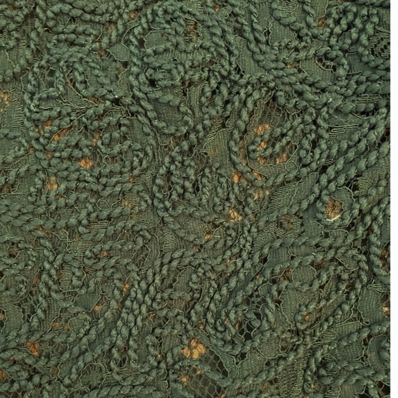 Zara Trafaluc Cropped Lace Top With Short Sleeves and Zipper Back Forest Green - Picture 5 of 5